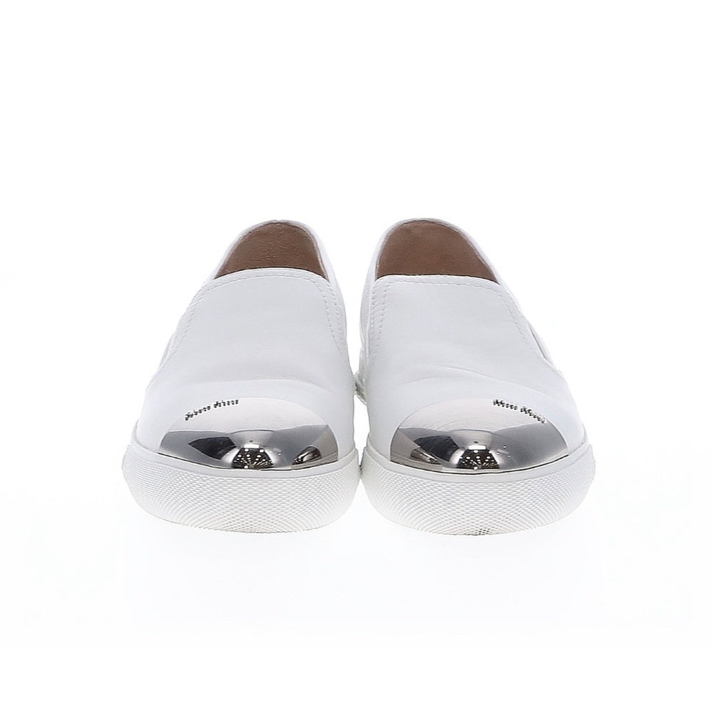 Miu Miu Silver Cap Toe Slip-On Sneakers | White Leather | Designer Shoes 37.5